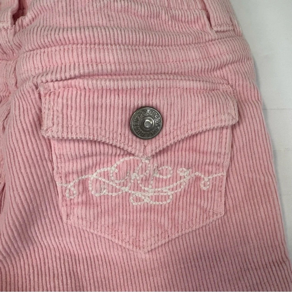 Ralph Lauren Corduroy Pants Girl Size 5 Pink Cotton Preppy Elastic Waste Casual